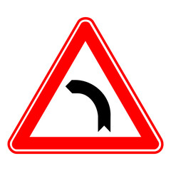 Traffic, road sign. Dangerous Bend to left.