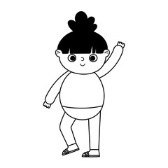 little girl waving hand cartoon isolated icon style line style icon