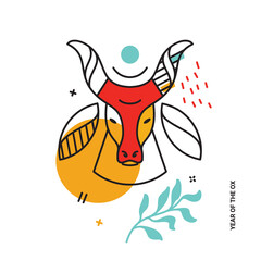 Bright isolated illustration for banner. Year of the bull 2021 - 385380840