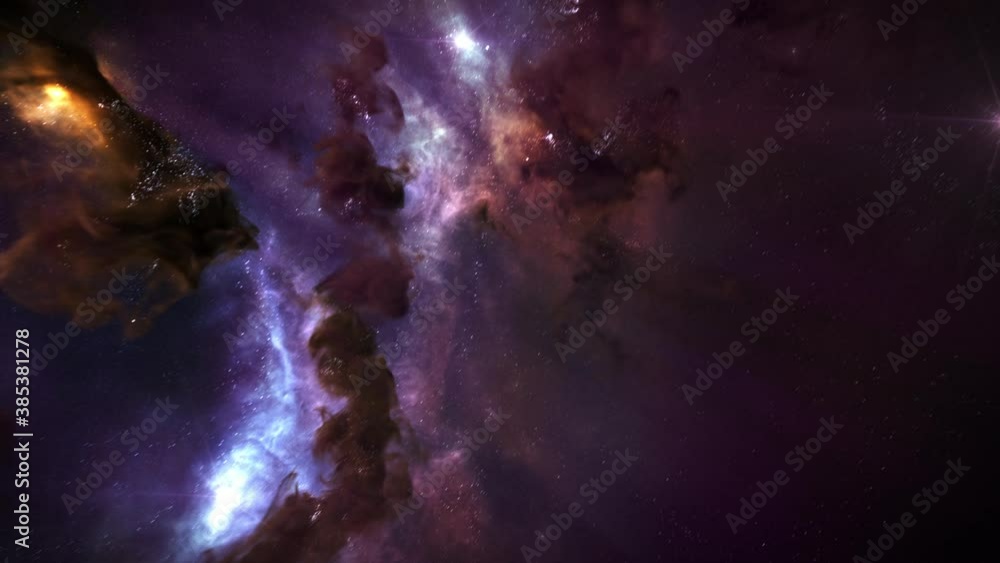 Wall mural moving outer space nebula background, animated