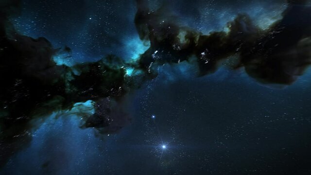 Outer space and blue nebula background
