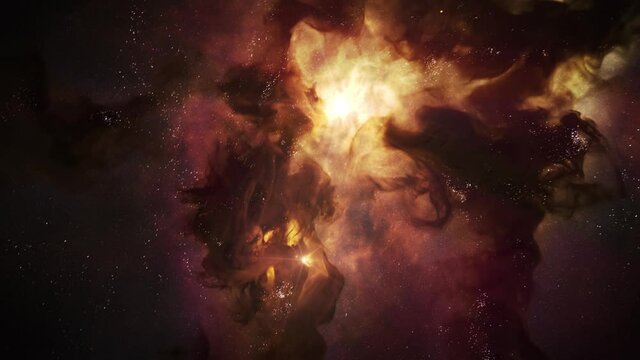 Nebula clouds in outer space, animated background