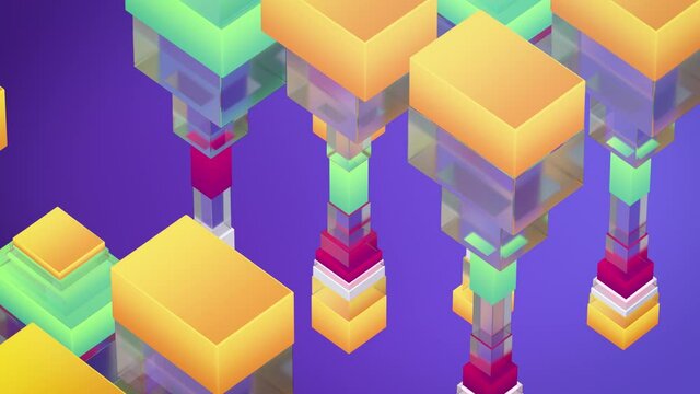Multicolored 3-d pulsating shapes, animated background