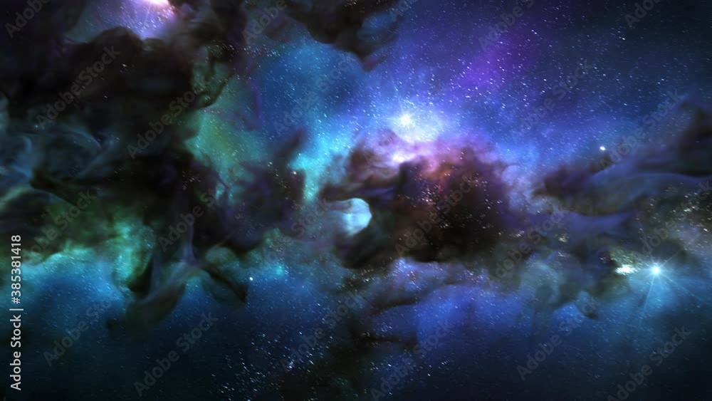 Wall mural shining nebula background, animated