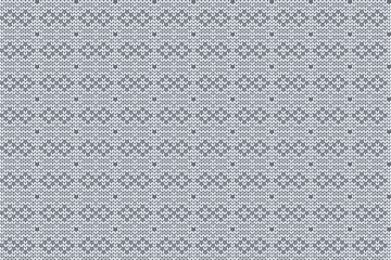 Christmas and Winter holiday knitting pattern for plaid, sweater design. Vector seamless pattern in gray, white colors.
