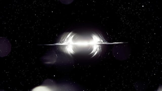 Shimmering black hole in outer space, animation