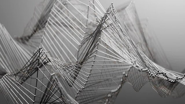 Metallic lines folding and unfolding, animated background