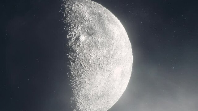 The moon spiraling in outer space, animation