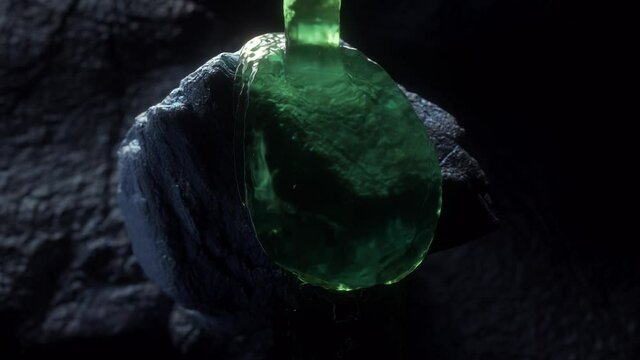 Green liquid oozes over rock, animated background