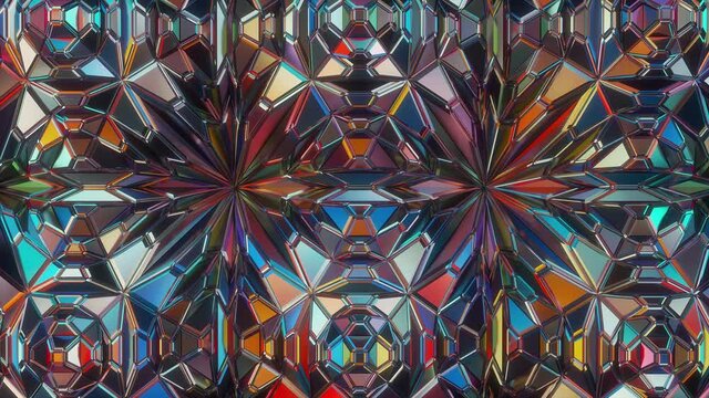 Moving metallic kaleidoscope animated background