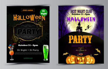 Halloween party flyer set vector