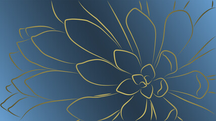 Luxury gold nature background vector. Floral pattern with flower plant line arts. Vector illustration.