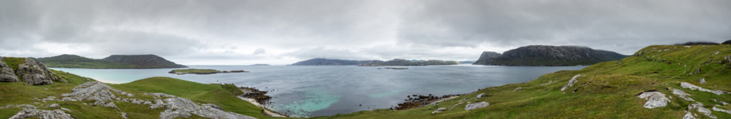 Panorama of Husines, Scarp, Isle of Harris outer hebrides Scotland