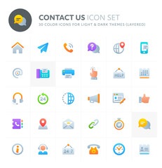 Contact Us Vector Icon Set. Fillio Color Icon Series.