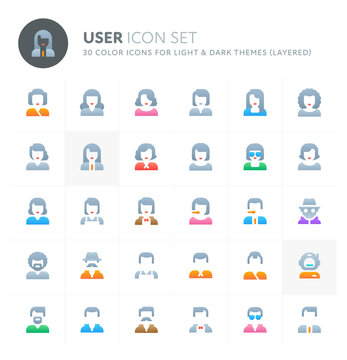 User and Avatar Vector Icon Set. Fillio Color Icon Series.