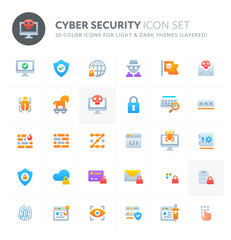 Cyber Security Vector Icon Set. Fillio Color Icon Series.
