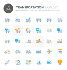 Transportation Vector Icon Set. Fillio Color Icon Series.