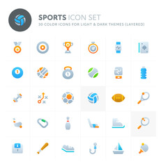 Sports Vector Icon Set. Fillio Color Icon Series.