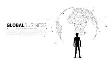 Silhouette of businessman standing with the globe. Business Concept of world target mission.