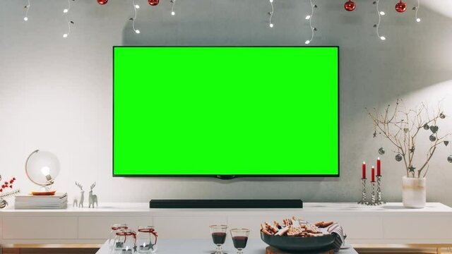 Christmas Living Room With Television