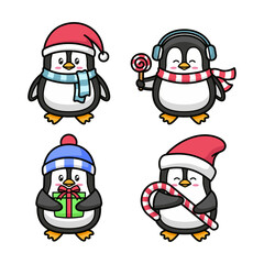 Penguin cartoon character illustration set