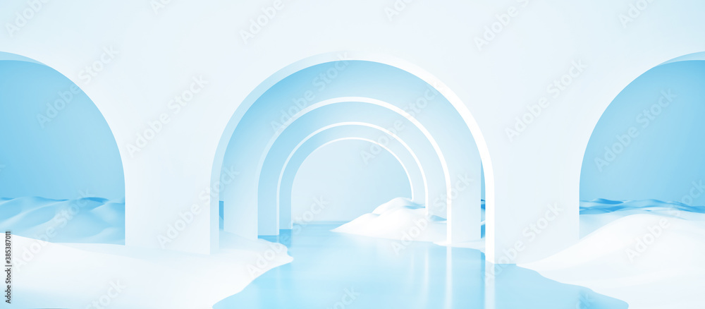 Aufkleber 3d rendering abstract background with 3d spheres. white bubbles. architecture futuristic technology 