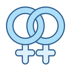 sexual health, female lesbian relationship line fill blue icon