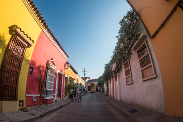 streets and buildings of the city cartagena de indias in colombia