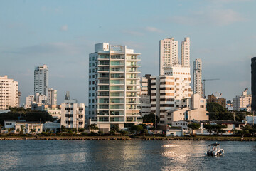 Naklejka premium streets and buildings of the city cartagena de indias in colombia