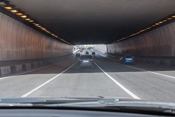 car traffic in the tunnel
