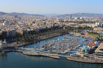 Naklejka premium High angle shot of the beautiful Barcelona Port in Spain