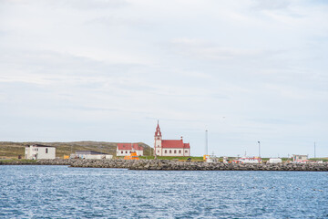Fototapeta na wymiar Coastline of town of Raufarhofn in North Iceland