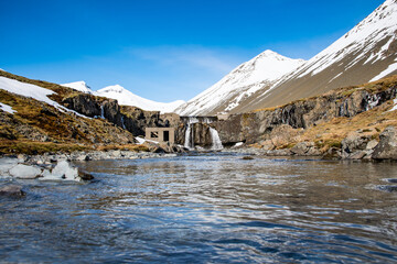 Nedstifoss waterfall in Thorgeirsstadaa river in Thorgeirsstadadalur in Iceland