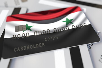 Credit card with flag of Syria 3d rendering