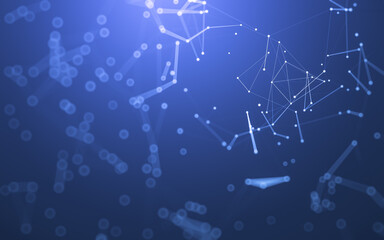 Abstract background. Molecules technology with polygonal shapes, connecting dots and lines. Connection structure. Big data visualization.