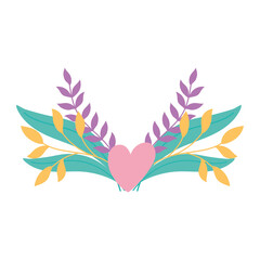 Obraz premium heart branches foliage decoration isolated icon style