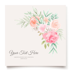 watercolor floral and leaves wedding invitation card
