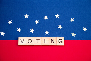 USA Election Day - November 3, 2020. Voting concept. Sign on red and blue background.