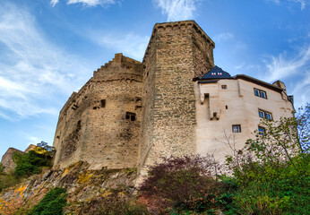 Side view of the castle in the historic city Runkel at the Lahn river in Hesse, Germany