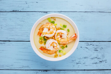 Steamed eggs with shrimp