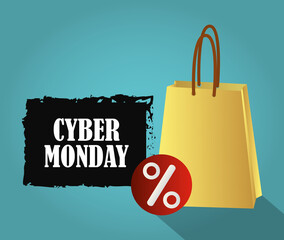cyber monday, shopping bag discount sale promotion card