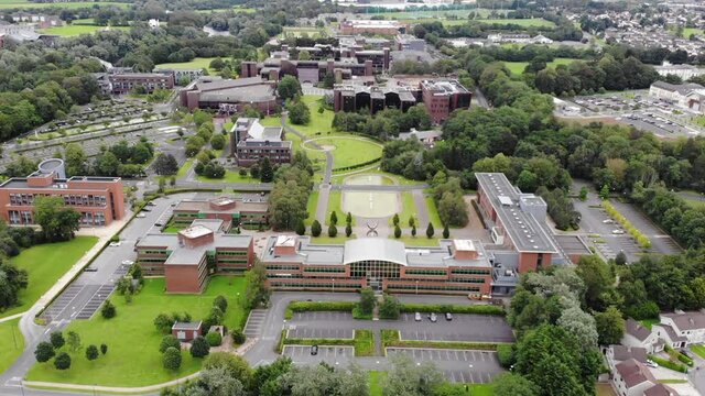 University of Limerick, Ireland. Aerial View of a Campus and Schumann Building
