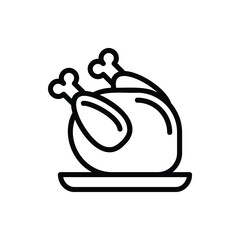 Roast Turkey, Roast Chicken Icon Logo Illustration Vector Isolated. Thanksgiving Icon-Set. Suitable for Web Design, Logo, App, and UI. Editable Stroke and Pixel Perfect. EPS 10.