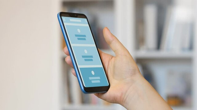 User testing mobile application wireframe. App development technology concept for startup. Using smartphone touch screen to navigate user interface layout.
