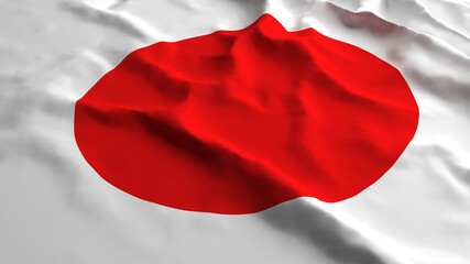 Japan Flag Country Closeup 3D Rendering with fabric silk cotton polyester texture for background banner