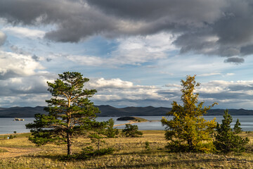View of Cape Uyuga from the coast of Lake Baikal