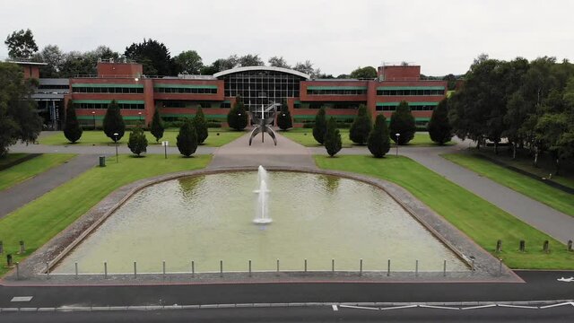 Aerial View of Fountains in Front of Schumman Building, University of Limerick, Republic of Ireland
