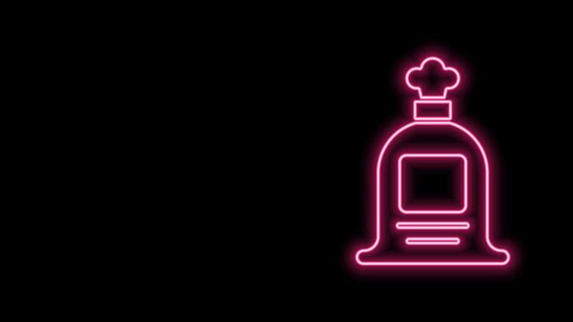 Glowing neon line Full sack icon isolated on black background. 4K Video motion graphic animation