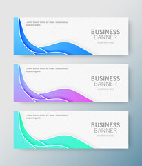 Set of modern business banners with wave background