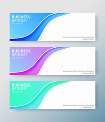Fototapeta premium Set of modern business banners with wave background